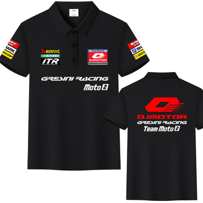 钱江QJMOTOR摩托车比赛车服MOTO2冰丝棉翻领POLO衫短袖夏休闲T恤