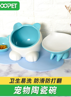 宠物陶瓷碗 狗猫水碗饭盆 大号小Q碗 扁脸猫食盆猫头水碗