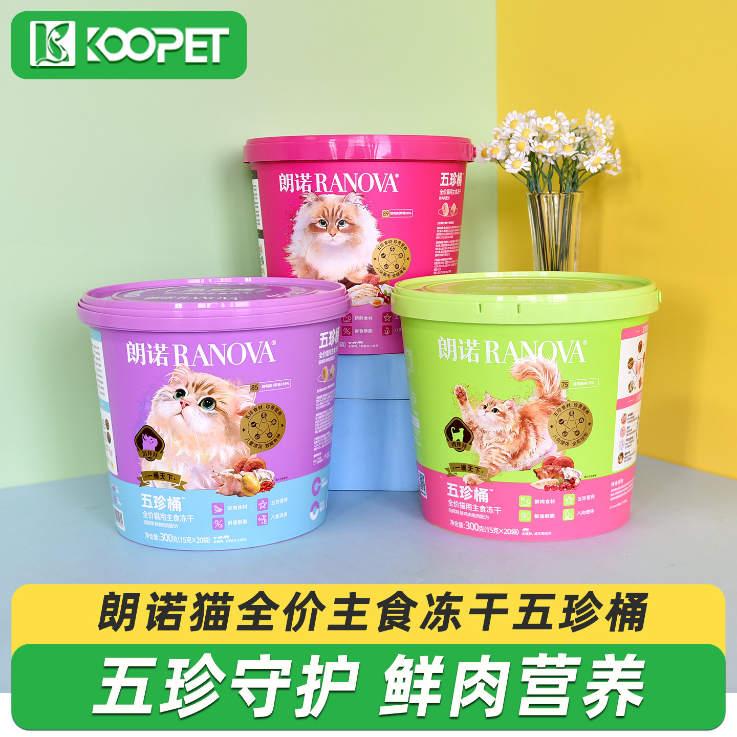 新品朗诺主食猫冻干五珍桶300g图片