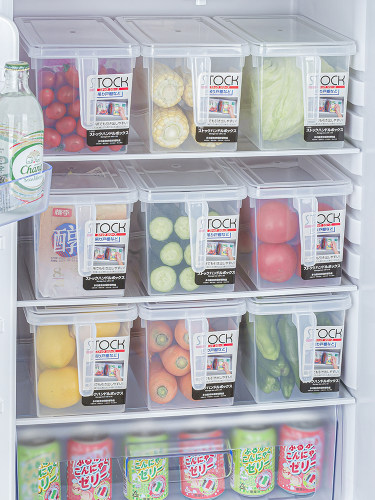 日本冰箱收纳盒带手柄保鲜盒食品级神器专用鸡蛋冷冻厨房整理带盖