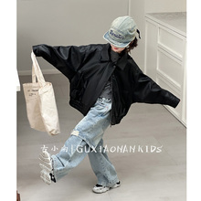 古小南 女童皮衣2025秋季新款男童PU宝宝皮夹克洋气高感休闲外套