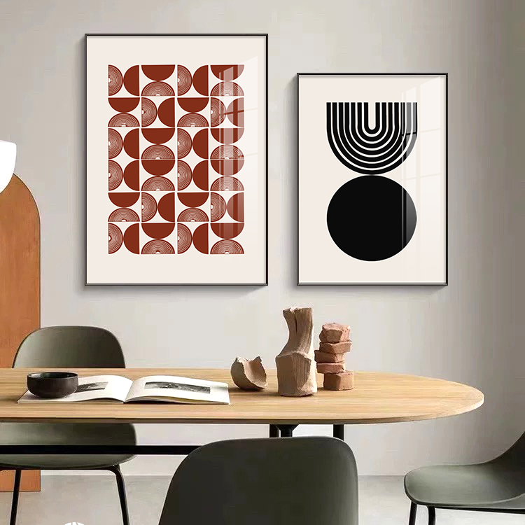 现代简约艺术餐厅挂画餐厅背景抽象二联装饰画客厅沙发卧室床头墙图片