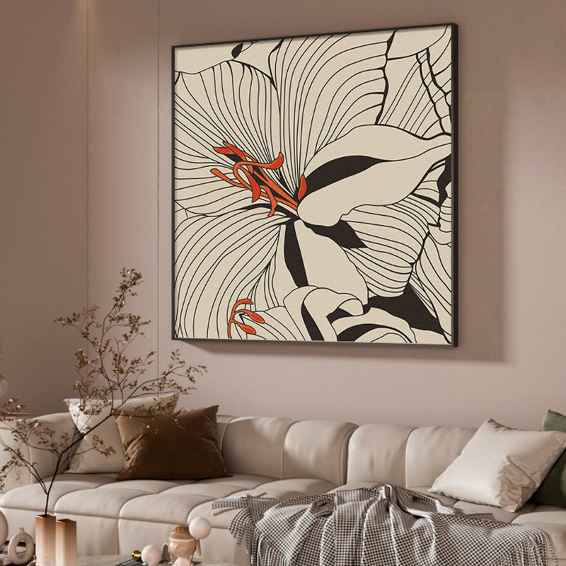 现代复古风抽象简约花朵客厅玄关装饰画沙发背景墙壁方型餐厅挂画,家居饰品,现代装饰画,淘宝优惠券,粉丝福利购,淘宝优惠卷