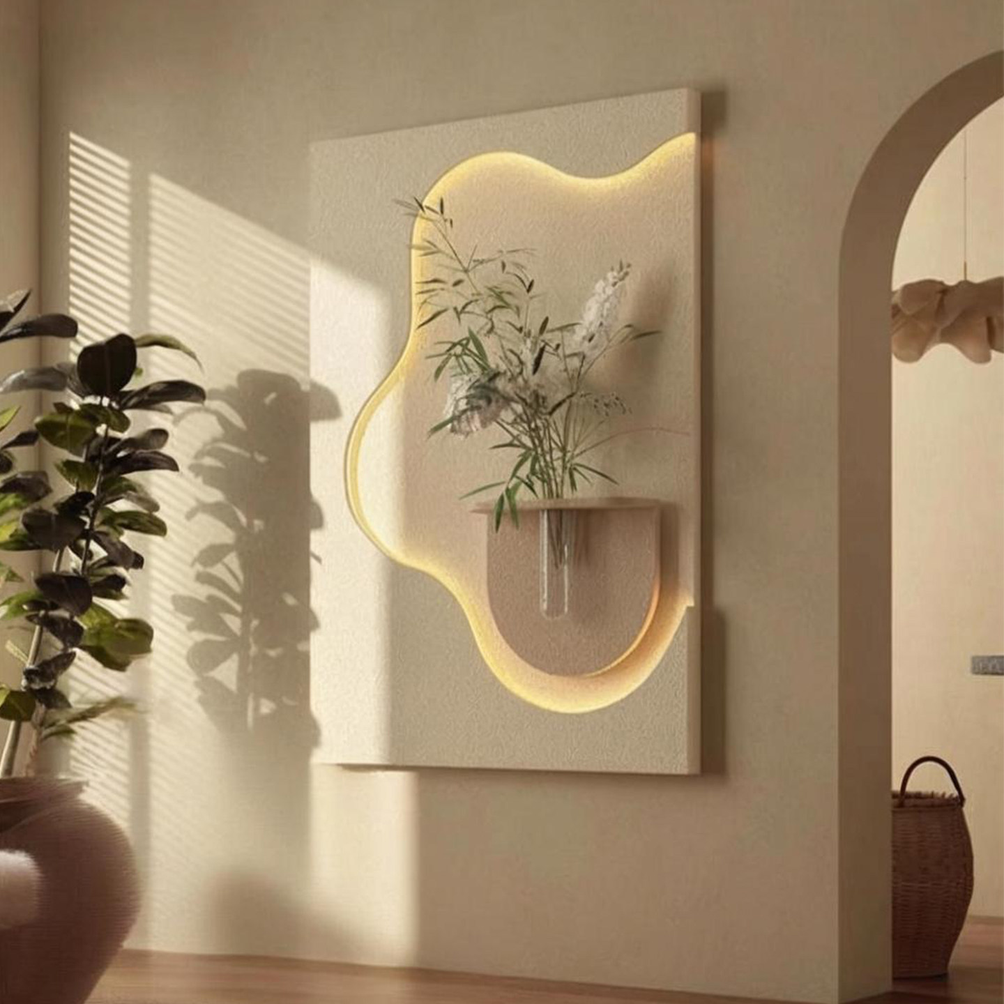 立体砂岩奶油风带花瓶玄关装饰画过道走廊客厅餐厅卧室高级感挂画,家居饰品,现代装饰画,淘宝优惠券,粉丝福利购,淘宝优惠卷