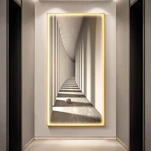 轻奢led带灯现代空间延伸感装饰画入户玄关挂画走廊过道简约壁画