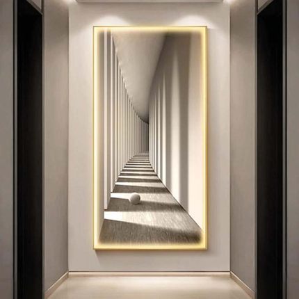 轻奢led带灯现代空间延伸感装饰画入户玄关挂画走廊过道简约壁画