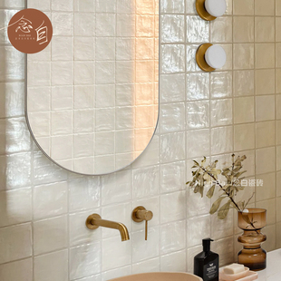 法式 复古珍珠釉瓷砖贝壳珠光釉手工砖海盐芝士厨房卫生间亮面墙砖