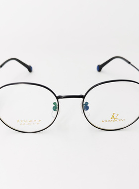 配眼镜贝钛6647近视学生架男女 圆形框黑色 全框眼镜 时尚新款