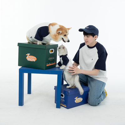 猫狗宠物亲子拼接T恤两脚衣T恤