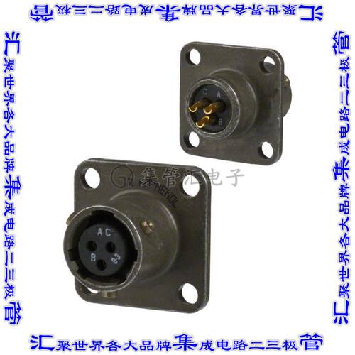 MS3112E8-3S 连接器接插件CONN RCPT FMALE 3P GOLD SLDR CUP
