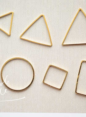 F02 铜镀真金 几何图形 DIY耳饰饰品配件 三角形圆形正方