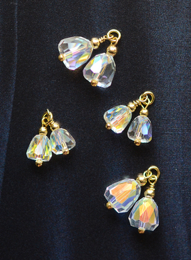 SZ332 铃儿响叮当 闪亮透水晶小铃铛 手工吊坠DIY耳饰成品配件