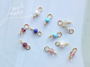 4个 SZ195 DIY绕线成品 天然淡水珍珠 包 天然石和珍珠双吊小吊坠