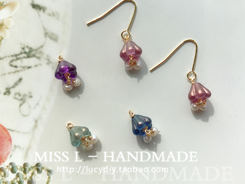 DIY淡水铃兰绕线捷克烫金小花朵