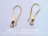 18K包金镀18K金镀金DIY耳饰材料配件 V231 水滴弧形长耳钩 一对