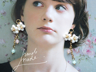 DIY耳饰成品吊坠配件 花朵流苏短链 1枚 待到春暖花开时 SZ243