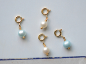 SK03 一颗天然淡水珍珠 弹簧挂扣吊坠手工成品DIY手链项链