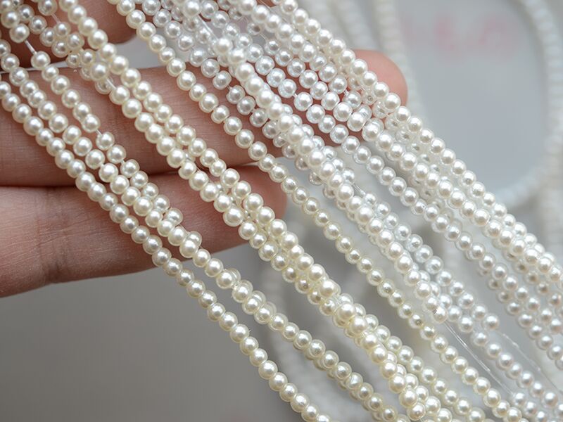 玻璃仿珍珠直孔配件项链