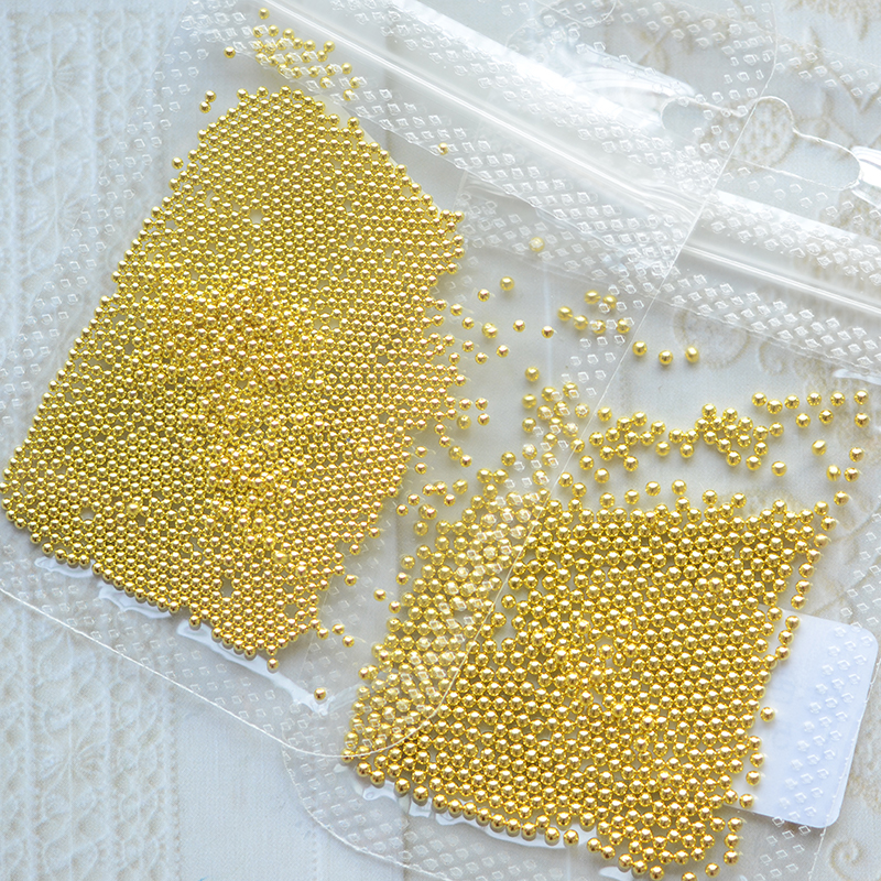 ZP06 迷你小钢珠金色小珠子花芯配件1.2 1.5mm 装饰 DIY配件 10克