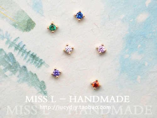 小隔珠18k包金可穿线一枚锆石