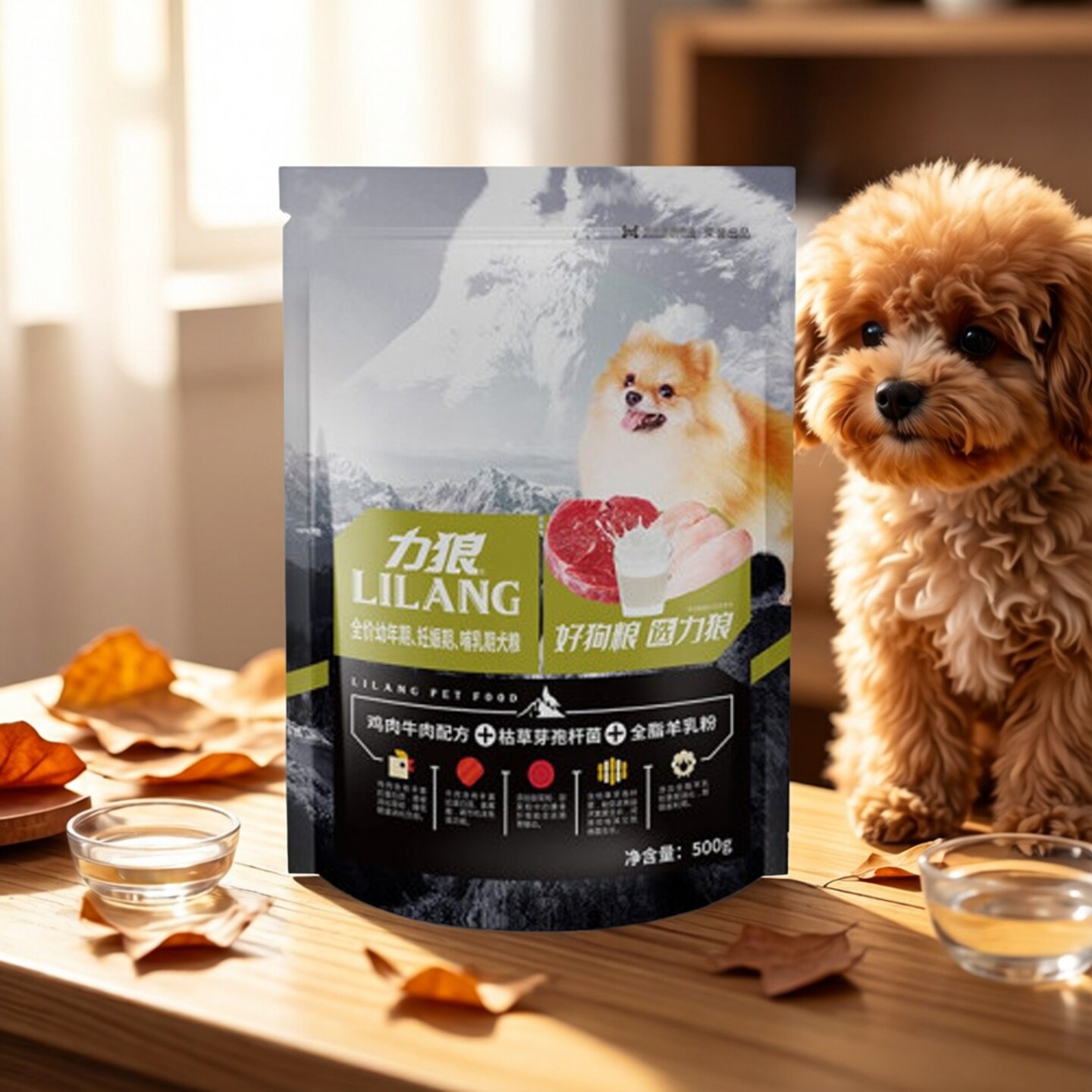 力狼益生菌幼犬粮500g泰迪比熊贵宾博美哈士奇全价通用型狗粮SL