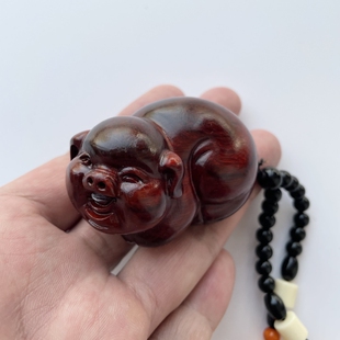 紫檀木手把件紫檀福气猪手把件摆件汽车挂件男女士手把件挂件