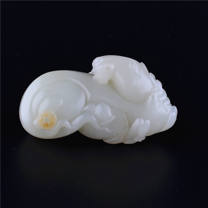 苏州玉器网马新疆和田玉白玉籽料把件挂件生肖巧雕苏工大师包邮