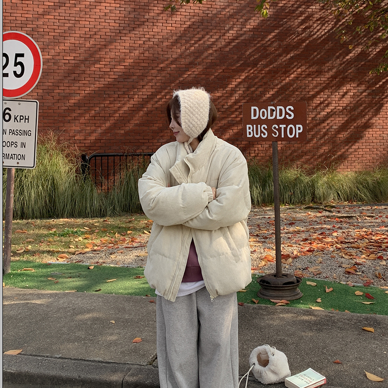 韩国代购大码女装2025靓丽冬装新款立领拉链时尚保暖格子棉衣特10