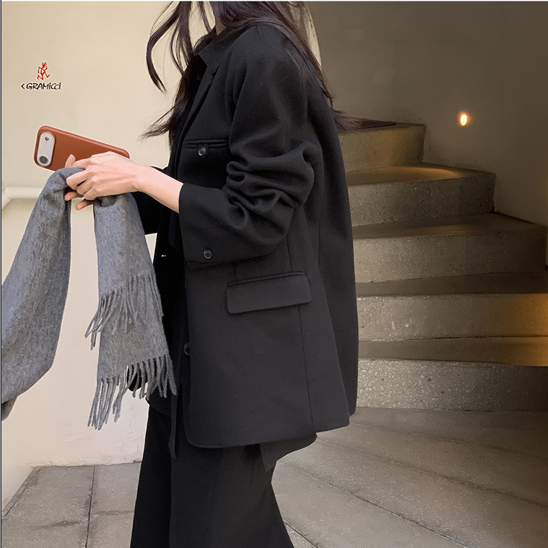 韩国代购大码女装2025靓丽冬装新款反驳领系扣加棉保暖西装外套特