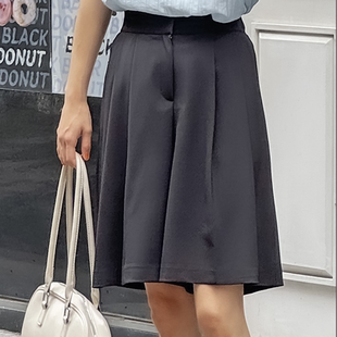 大码 2025靓丽夏装 韩国代购 女装 特 新款 系扣后松紧显瘦宽腿休闲中裤