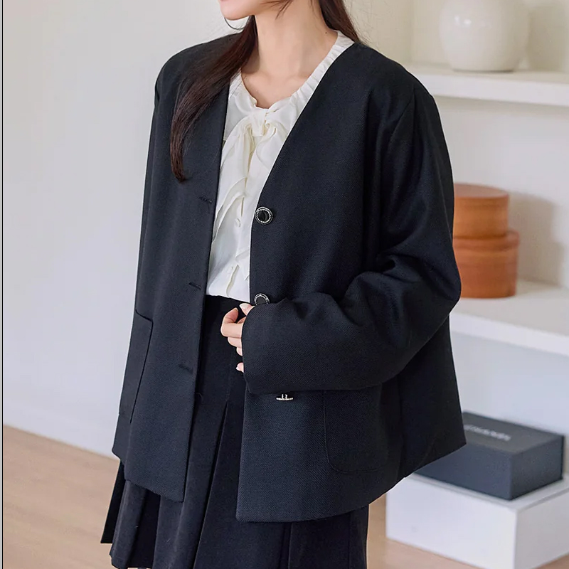 韩国代购大码女装2026靓丽冬装新款V领宽松时尚简洁短款外套特10,女装/女士精品,短外套,淘宝优惠券,粉丝福利购,淘宝优惠卷