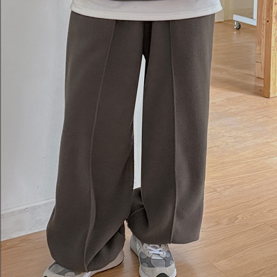 韩国代购大码女装2026靓丽冬装新款松紧腰显瘦直通束口加绒休闲裤