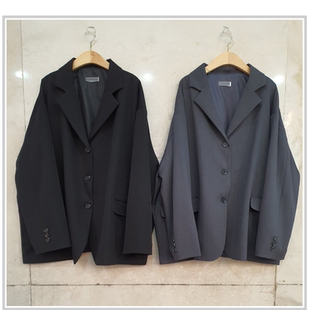 韩国代购大码女装2026靓丽早春装新款反驳领系扣时尚宽松西装外套