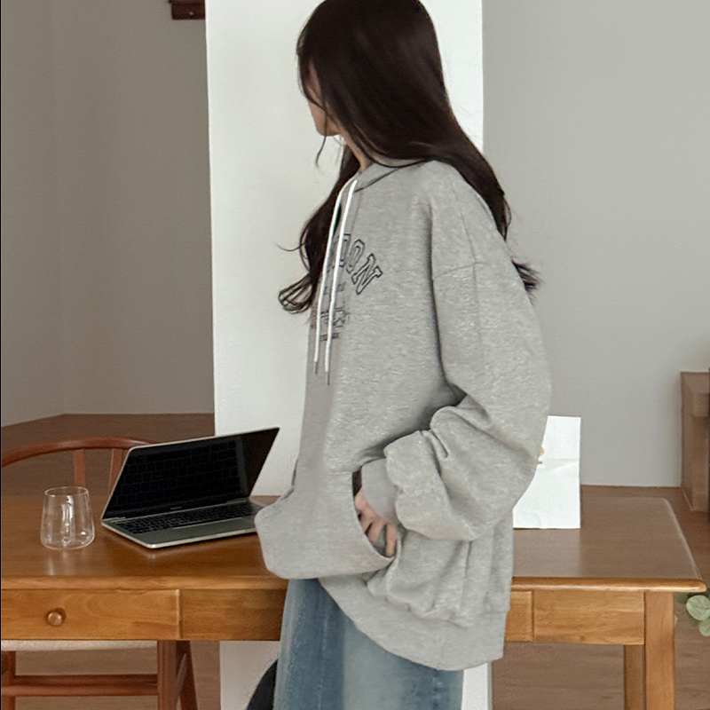 韩国代购大码女装2026靓丽冬装新款连帽抽绳宽松字母休闲口袋卫衣,女装/女士精品,卫衣/绒衫,淘宝优惠券,粉丝福利购,淘宝优惠卷