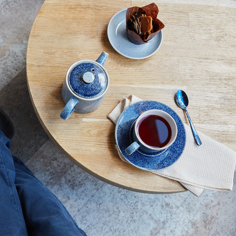 英国Denby艺匠蓝陶瓷咖啡杯碟套装家用茶壶带茶楼奶罐下午茶茶具