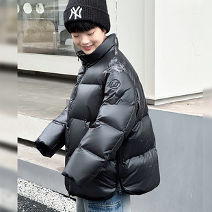 新国标90白鸭绒儿童防水羽绒服冬季新款可拆卸假两件皮帽男童外套