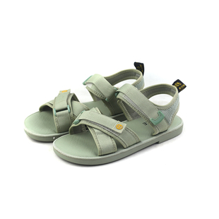 金佰川夏季新款女鞋子女士凉鞋圆头平底露趾一字带魔术贴韩版休闲