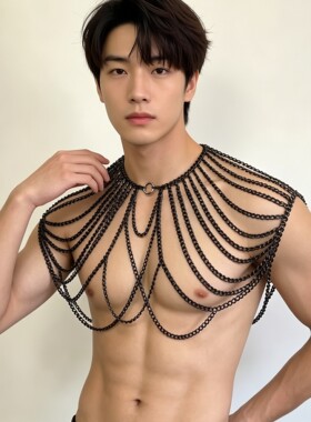 欧美金属男士双肩链条项链夜店