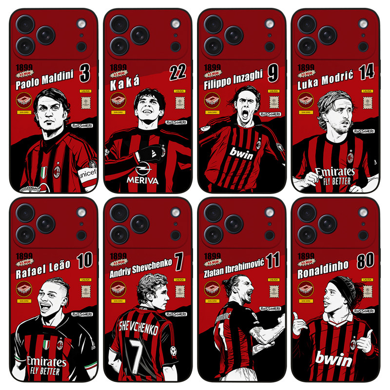 AC米兰手机壳ip17promax马尔蒂尼ip15/16因扎吉iqoo13足球mate60卡卡硅胶软壳nova14莫德里奇S25荣耀400米17