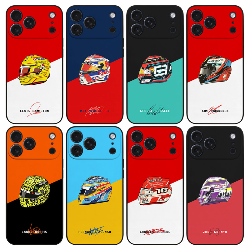 诺里斯 乔治拉塞尔手机壳ip16/17promax维斯塔潘F1赛车头盔 勒克莱尔 汉密尔顿mate80周冠宇Pura70硅胶软壳