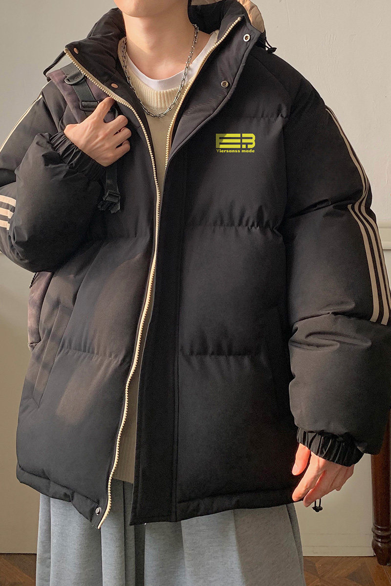 拼三条杠宽松男女情侣面包服羽绒棉连帽棉衣C408M1245P100,男装棉衣,电商C408-1(原B339-1)