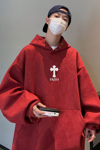 已注册抖音直播得物高品质男麂皮绒宽松连帽卫衣外套W7070P55控79图片