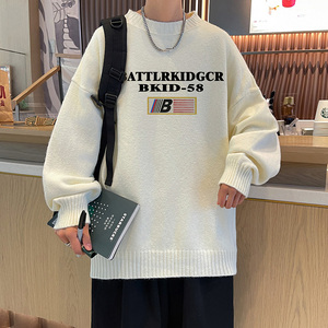 新款抖音直播高品质加厚半高领圆领毛衣线衣男针织衫M7052P48图片