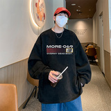 已注册美式抖音直播麂皮绒侧开叉圆角宽松男卫衣W3066P45控价68，男装卫衣，电商C408-1(原B339-1)