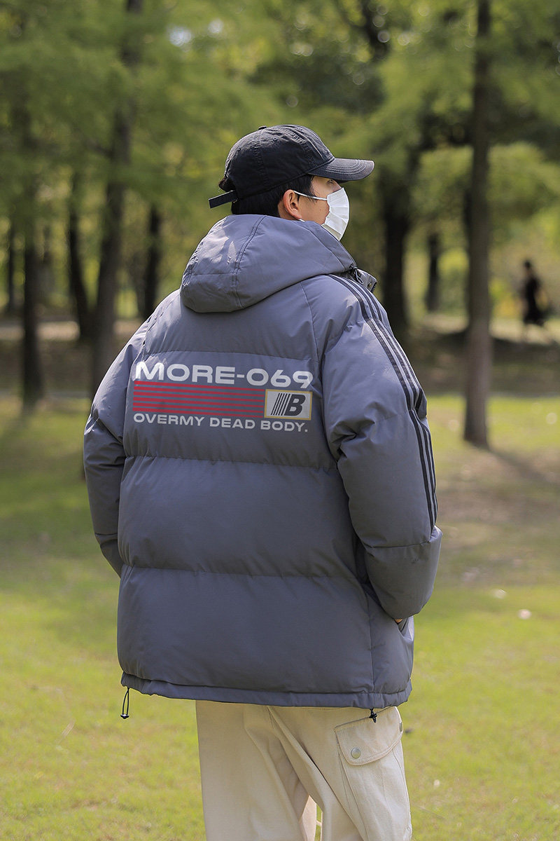 已注册拼三条杠面包服宽松情侣男女羽绒棉连帽棉衣C408M1239P100,男装棉衣,电商C408-1(原B339-1)