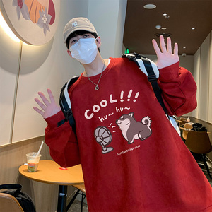已注册直播抖音高品质得物麂皮绒开叉圆角宽松男卫衣W3034P45图片