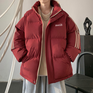 拼三条杠宽松情侣男女面包服羽绒棉连帽棉衣C408 M1253P100图片