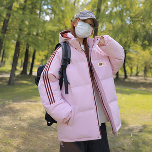 已注册拼三条杠面包服男女情侣宽松羽绒棉连帽棉衣C408 M1203P100图片