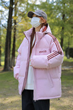 冬季拼三条杠面包服宽松男女情侣连帽棉衣羽绒棉C408M1253P100，男装棉衣，电商C408-1(原B339-1)