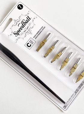 美国Speedball英文书法平尖蘸水笔套装 一杆六尖意大利体哥特藏文
